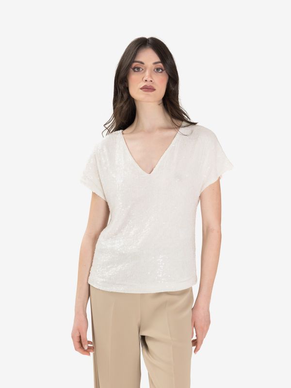 P.A.R.O.S.H. Blusa paillettes Panna P.A.R.O.S.H. Blusa paillettes Panna