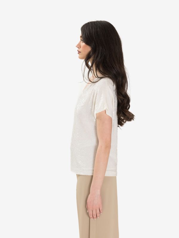 P.A.R.O.S.H. Blusa paillettes Panna
