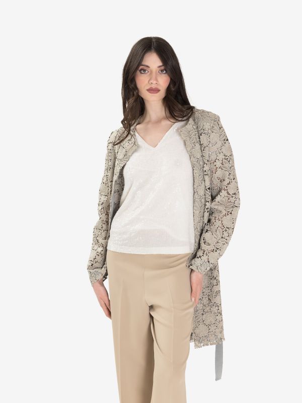 P.A.R.O.S.H. Blusa paillettes Panna