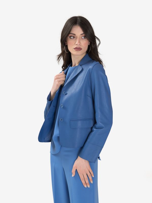 P.A.R.O.S.H. Giacca corta pelle Azzurro