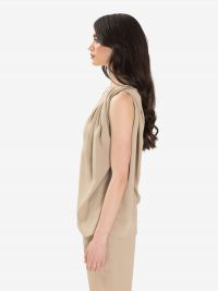 P.A.R.O.S.H. Blusa smanicata cady con nodo Sabbia