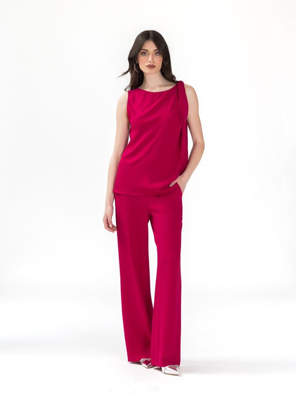 P.A.R.O.S.H. Blusa smanicata cady con nodo Magenta P.A.R.O.S.H. Blusa smanicata cady con nodo Magenta