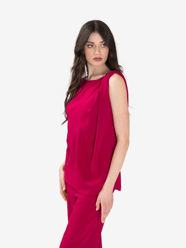 P.A.R.O.S.H. Blusa smanicata cady con nodo Magenta P.A.R.O.S.H. Blusa smanicata cady con nodo Magenta