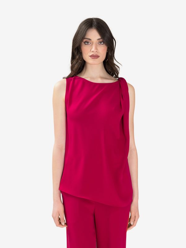 P.A.R.O.S.H. Blusa smanicata cady con nodo Magenta