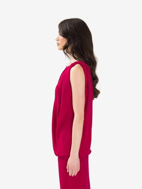 P.A.R.O.S.H. Blusa smanicata cady con nodo Magenta