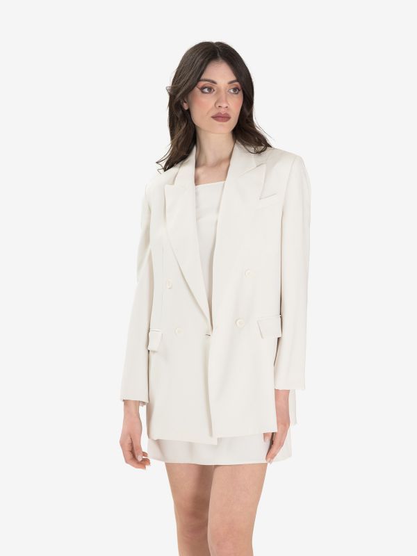 P.A.R.O.S.H. Blazer doppiopetto over cady Panna