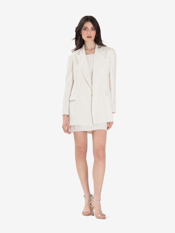 P.A.R.O.S.H. Blazer doppiopetto over cady Panna