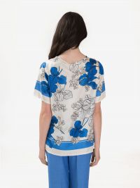 P.A.R.O.S.H. Blusa seta m/c fantasia fiore Azzurro P.A.R.O.S.H. Blusa seta m/c fantasia fiore Azzurro