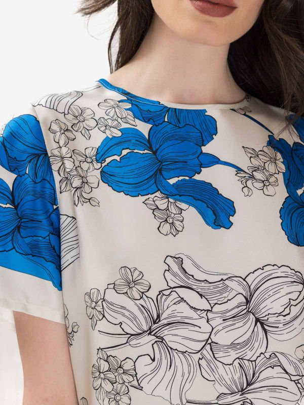 P.A.R.O.S.H. Blusa seta m/c fantasia fiore Azzurro