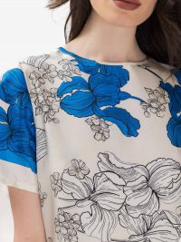 P.A.R.O.S.H. Blusa seta m/c fantasia fiore Azzurro P.A.R.O.S.H. Blusa seta m/c fantasia fiore Azzurro