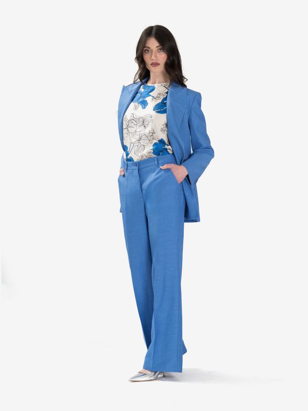 P.A.R.O.S.H. Blusa seta m/c fantasia fiore Azzurro