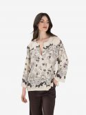 P.A.R.O.S.H. Blusa seta m/c fantasia fiore Azzurro P.A.R.O.S.H. Blusa seta m/c fantasia fiore Azzurro