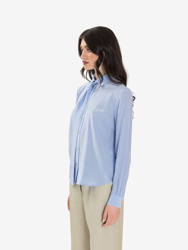 P.A.R.O.S.H. Camicia seta m/l con sciarpetta Celeste P.A.R.O.S.H. Camicia seta m/l con sciarpetta Celeste