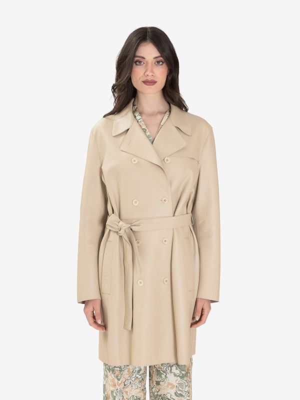 P.A.R.O.S.H. Trench pelle beige chiaro
