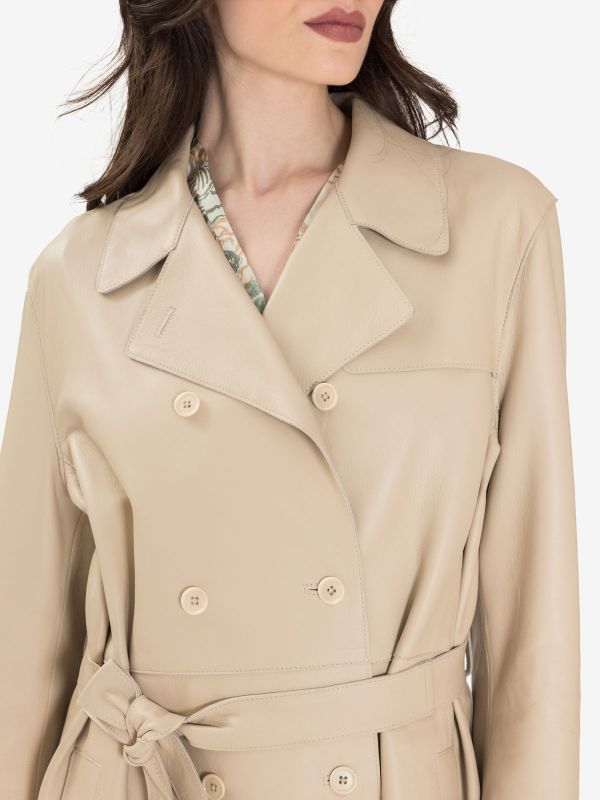 P.A.R.O.S.H. Trench pelle beige chiaro