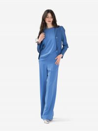 P.A.R.O.S.H. Pantalone cady palazzo con zip Azzurro