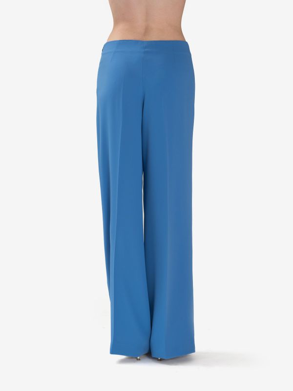 P.A.R.O.S.H. Pantalone cady palazzo con zip Azzurro
