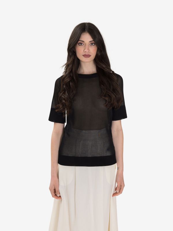 ERIKA CAVALLINI Maglia m/l trasparente Nero