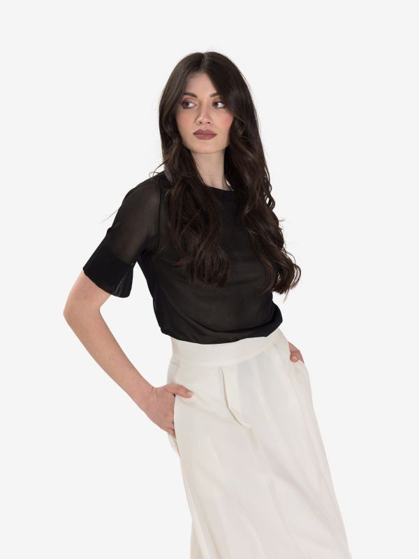 ERIKA CAVALLINI Maglia m/l trasparente Nero