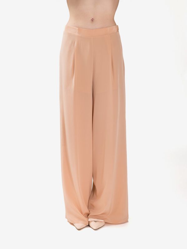 ERIKA CAVALLINI Pantalone palazzo seta Cipria
