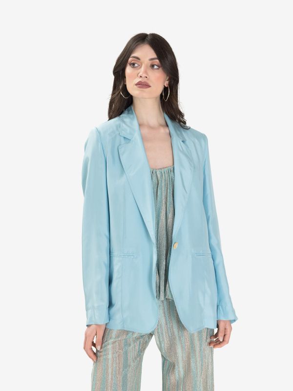 FORTE FORTE Blazer in seta Celeste