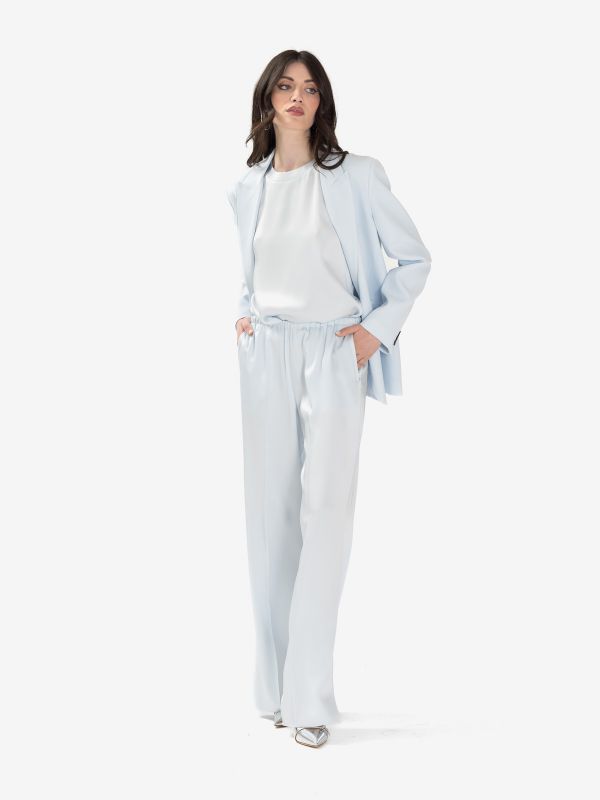 FORTE FORTE Pantalone palazzo cady Celeste polvere