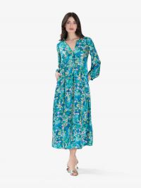 MOMONI' Abito kaftano manica lunga seta Bluette