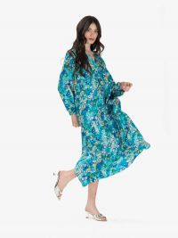 MOMONI' Abito kaftano manica lunga seta Bluette