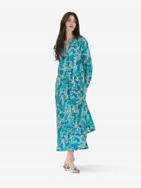 MOMONI' Abito kaftano manica lunga seta Bluette