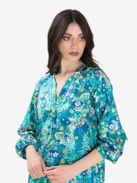 MOMONI' Abito kaftano manica lunga seta Bluette