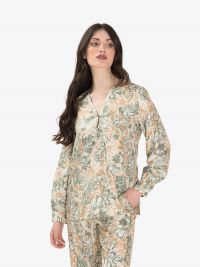 MOMONI' Blusa seta fantasia tabacco/acqua marina