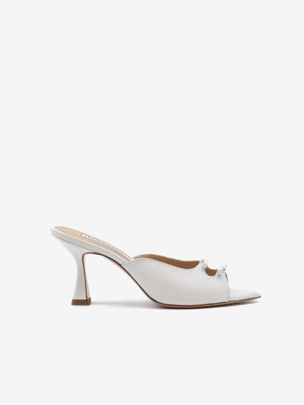 FRANCESCO SACCO Mules nappa con fiocchetti tc 7 cm Bianco FRANCESCO SACCO Mules nappa con fiocchetti tc 7 cm Bianco