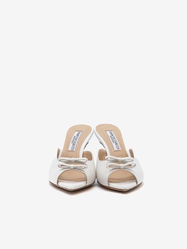 FRANCESCO SACCO Mules nappa con fiocchetti tc 7 cm Bianco FRANCESCO SACCO Mules nappa con fiocchetti tc 7 cm Bianco