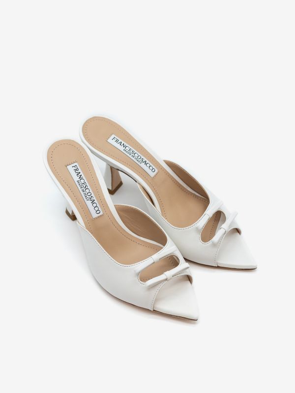 FRANCESCO SACCO Mules nappa con fiocchetti tc 7 cm Bianco FRANCESCO SACCO Mules nappa con fiocchetti tc 7 cm Bianco