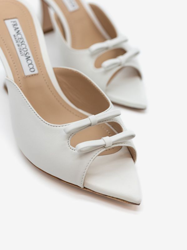 FRANCESCO SACCO Mules nappa con fiocchetti tc 7 cm Bianco FRANCESCO SACCO Mules nappa con fiocchetti tc 7 cm Bianco