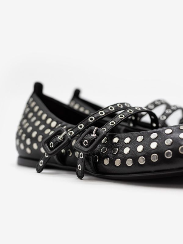 HALMANERA Ballerina pelle con borchie Nero