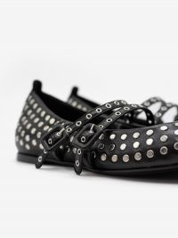 HALMANERA Ballerina pelle con borchie Nero