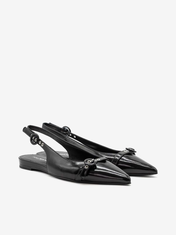 HALMANERA Ballerina slingback con fibbia Nero