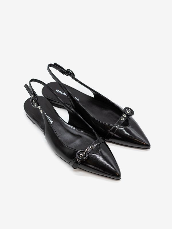 HALMANERA Ballerina slingback con fibbia Nero