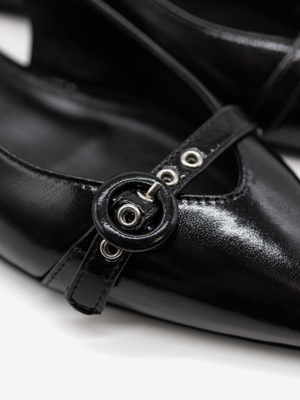 HALMANERA Ballerina slingback con fibbia Nero