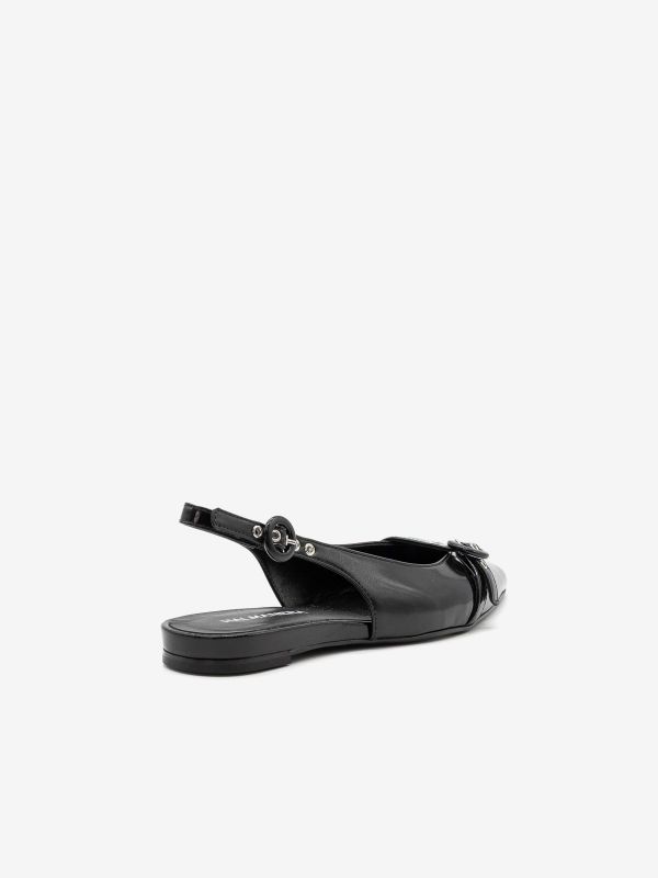 HALMANERA Ballerina slingback con fibbia Nero