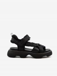 JEANNOT Sandalo basso fondo gomma raso + strass Nero