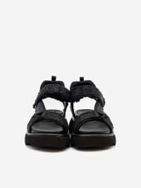 JEANNOT Sandalo basso fondo gomma raso + strass Nero