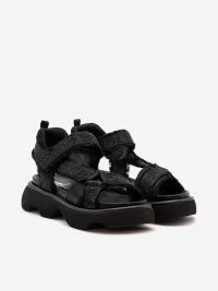 JEANNOT Sandalo basso fondo gomma raso + strass Nero