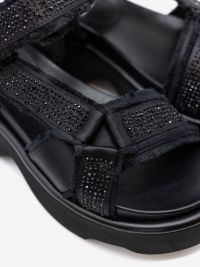 JEANNOT Sandalo basso fondo gomma raso + strass Nero