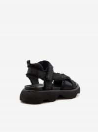 JEANNOT Sandalo basso fondo gomma raso + strass Nero