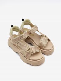 JEANNOT Sandalo basso fondo gomma raso + strass Sabbia