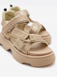 JEANNOT Sandalo basso fondo gomma raso + strass Sabbia