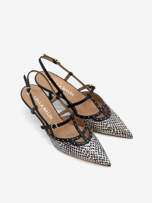 LELLA BALDI Chanel tc 5 cm bianco/nero + borchie