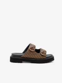 NOA HARMON Ciabattina fondo gomma raffia cuoio/nero